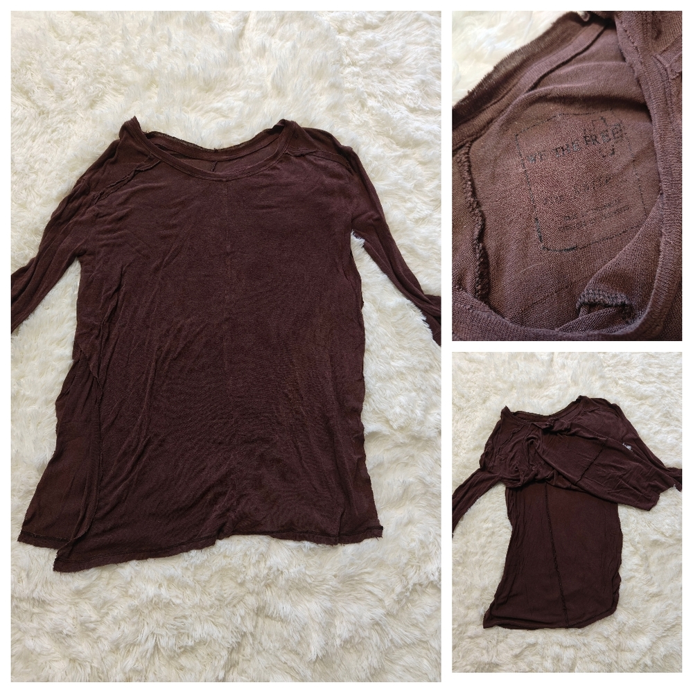 3for20🤍 FP Women's Brown Split Sides Top